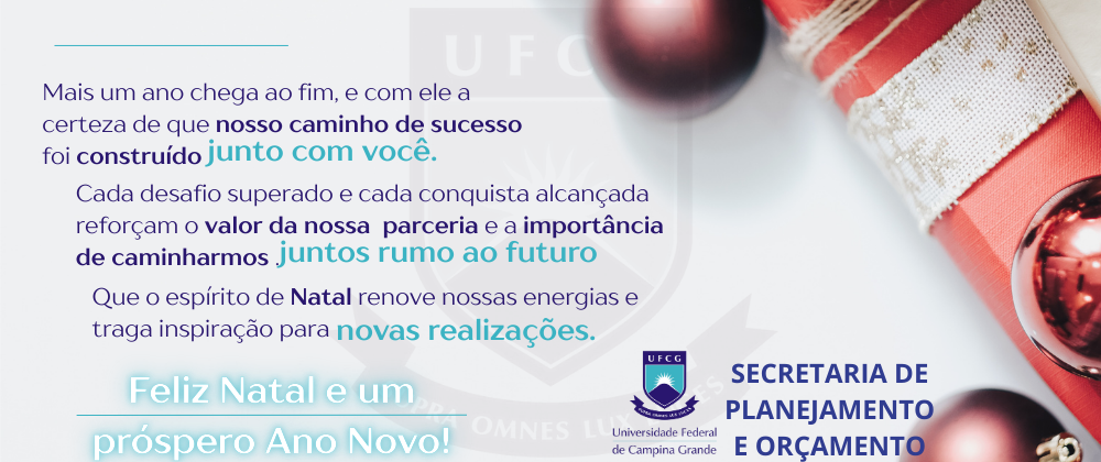 Feliz Natal e Próspero Ano Novo a toda a comunidade da UFCG